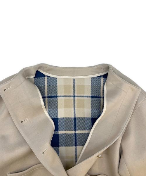 MACKINTOSH PHILOSOPHY（マッキントッシュ フィロソフィー）MACKINTOSH PHILOSOPHY (マッキントッシュ フィロソフィー) MACKINTOSH PHILOSOPHY　ハウスチェックダンボール　ノーカラーショート丈ジャケット ベージュ サイズ:36の古着・服飾アイテム