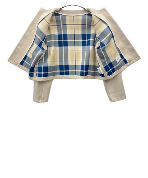 MACKINTOSH PHILOSOPHY（マッキントッシュ フィロソフィー）MACKINTOSH PHILOSOPHY (マッキントッシュ フィロソフィー) MACKINTOSH PHILOSOPHY　ハウスチェックダンボール　ノーカラーショート丈ジャケット ベージュ サイズ:36の古着・服飾アイテム