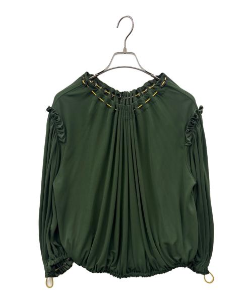 TOGA PULLA（トーガ プルラ）TOGA PULLA (トーガ プルラ) TOGA PULLA　ドローコードシャーリングトップ　長袖ブラウス グリーン サイズ:38の古着・服飾アイテム