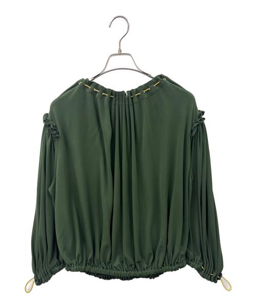 TOGA PULLA（トーガ プルラ）TOGA PULLA (トーガ プルラ) TOGA PULLA　ドローコードシャーリングトップ　長袖ブラウス グリーン サイズ:38の古着・服飾アイテム