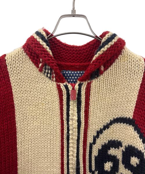 Hysteric Glamour（ヒステリックグラマー）Hysteric Glamour (ヒステリックグラマー) Hysteric Glamour　69 RED DEVIL　カウチンニットカーディガン レッド×アイボリー サイズ:FREEの古着・服飾アイテム