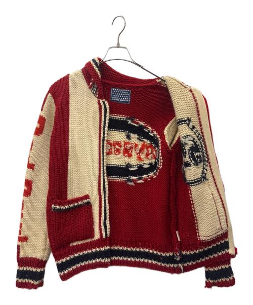 Hysteric Glamour（ヒステリックグラマー）Hysteric Glamour (ヒステリックグラマー) Hysteric Glamour　69 RED DEVIL　カウチンニットカーディガン レッド×アイボリー サイズ:FREEの古着・服飾アイテム