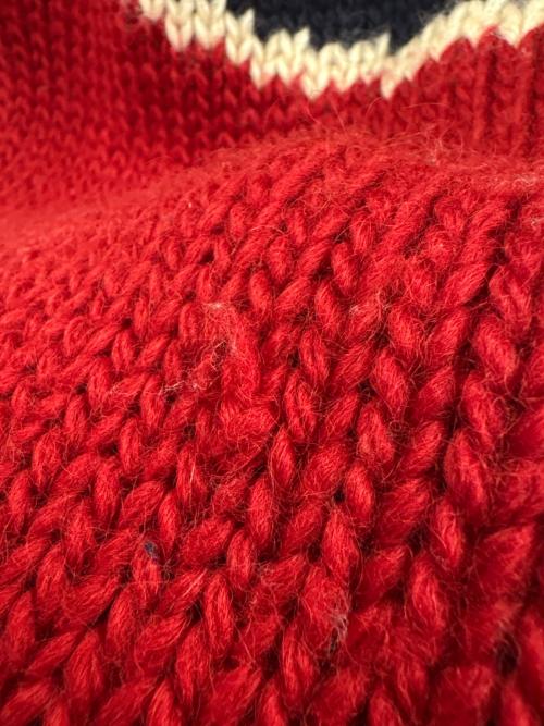 Hysteric Glamour（ヒステリックグラマー）Hysteric Glamour (ヒステリックグラマー) Hysteric Glamour　69 RED DEVIL　カウチンニットカーディガン レッド×アイボリー サイズ:FREEの古着・服飾アイテム