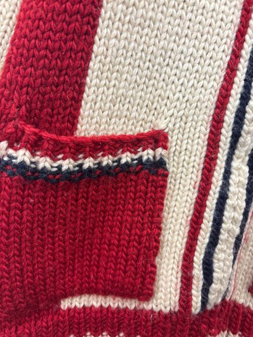 Hysteric Glamour（ヒステリックグラマー）Hysteric Glamour (ヒステリックグラマー) Hysteric Glamour　69 RED DEVIL　カウチンニットカーディガン レッド×アイボリー サイズ:FREEの古着・服飾アイテム