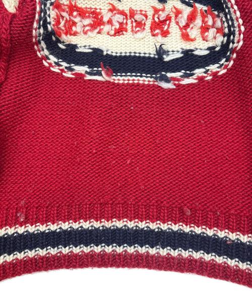 Hysteric Glamour（ヒステリックグラマー）Hysteric Glamour (ヒステリックグラマー) Hysteric Glamour　69 RED DEVIL　カウチンニットカーディガン レッド×アイボリー サイズ:FREEの古着・服飾アイテム