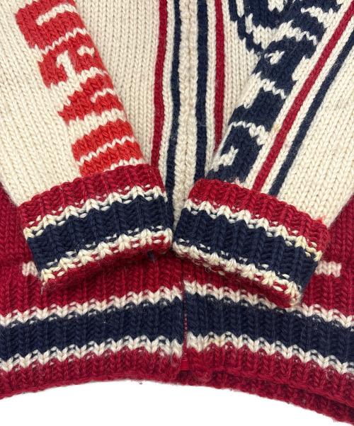 Hysteric Glamour（ヒステリックグラマー）Hysteric Glamour (ヒステリックグラマー) Hysteric Glamour　69 RED DEVIL　カウチンニットカーディガン レッド×アイボリー サイズ:FREEの古着・服飾アイテム
