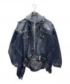 Maison MIHARA YASUHIROメゾン ミハラ ヤスヒロ）の古着「Maison MIHARA YASUHIRO DOUBLE LAYERED DENIM HOODED JACKET デニムジャケット」｜インディゴ
