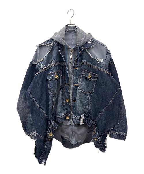 Maison MIHARA YASUHIRO（メゾン ミハラ ヤスヒロ）Maison MIHARA YASUHIRO (メゾン ミハラ ヤスヒロ) Maison MIHARA YASUHIRO DOUBLE LAYERED DENIM HOODED JACKET デニムジャケット インディゴ サイズ:46の古着・服飾アイテム