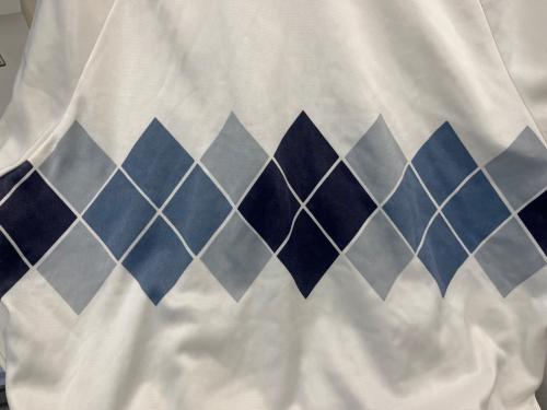 adidas（アディダス）adidas (アディダス) adidas　アーガイルトラックジャケット ホワイト×ブルー サイズ:Mの古着・服飾アイテム