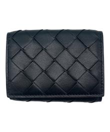 BOTTEGA VENETA（ボッテガベネタ）の古着「BOTTEGA VENETA 　3つ折りイントレチャートコンパクトウォレット」｜ブラック