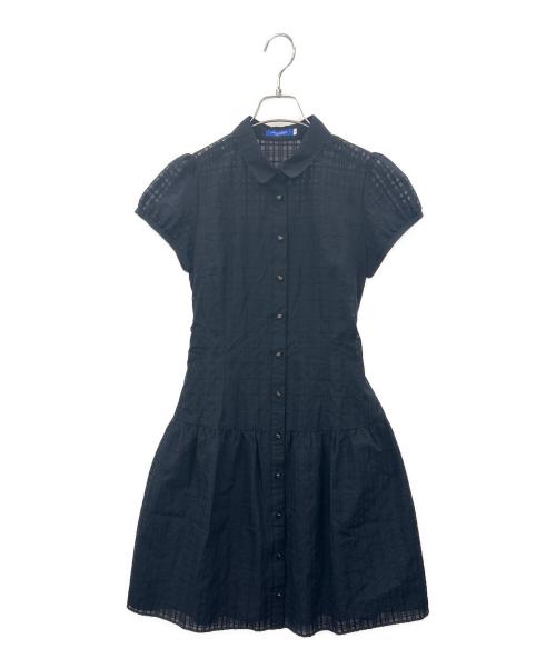 BLUE LABEL CRESTBRIDGE（ブルーレーベルクレストブリッジ）BLUE LABEL CRESTBRIDGE (ブルーレーベルクレストブリッジ) BLUE LABEL CRESTBRIDGE　マイクロチェックレーシーワンピース　半袖ワンピース ネイビー サイズ:38の古着・服飾アイテム