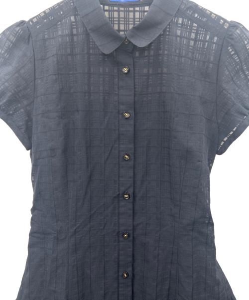 BLUE LABEL CRESTBRIDGE（ブルーレーベルクレストブリッジ）BLUE LABEL CRESTBRIDGE (ブルーレーベルクレストブリッジ) BLUE LABEL CRESTBRIDGE　マイクロチェックレーシーワンピース　半袖ワンピース ネイビー サイズ:38の古着・服飾アイテム