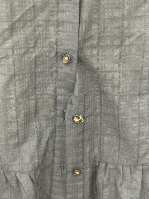 BLUE LABEL CRESTBRIDGE（ブルーレーベルクレストブリッジ）BLUE LABEL CRESTBRIDGE (ブルーレーベルクレストブリッジ) BLUE LABEL CRESTBRIDGE　マイクロチェックレーシーワンピース　半袖ワンピース ネイビー サイズ:38の古着・服飾アイテム