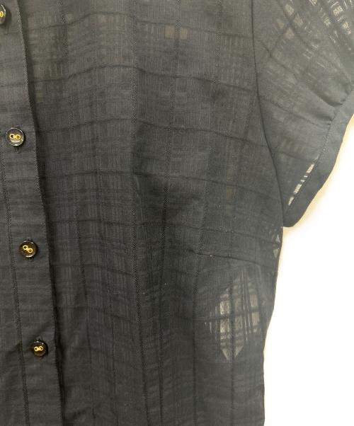 BLUE LABEL CRESTBRIDGE（ブルーレーベルクレストブリッジ）BLUE LABEL CRESTBRIDGE (ブルーレーベルクレストブリッジ) BLUE LABEL CRESTBRIDGE　マイクロチェックレーシーワンピース　半袖ワンピース ネイビー サイズ:38の古着・服飾アイテム