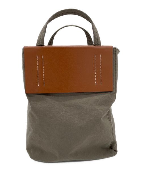 Acne studios（アクネ ストゥディオス）ACNE STUDIOS (アクネストゥディオス) ペイパリーナイロントートバッグ オリーブ×ブラウンの古着・服飾アイテム