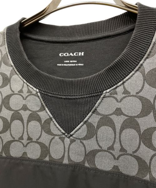 COACH（コーチ）COACH (コーチ) シグネチャー クルーネック スウェット グレー サイズ:Lの古着・服飾アイテム