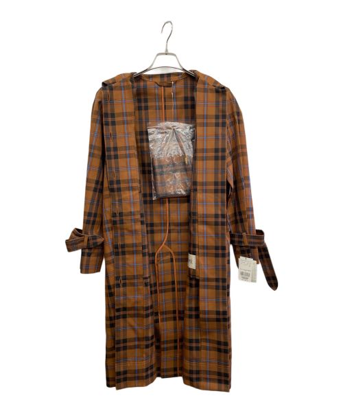 ROPE（ロペ）ROPE (ロペ) チェックステンカラーコート ブラウン サイズ:38 未使用品の古着・服飾アイテム