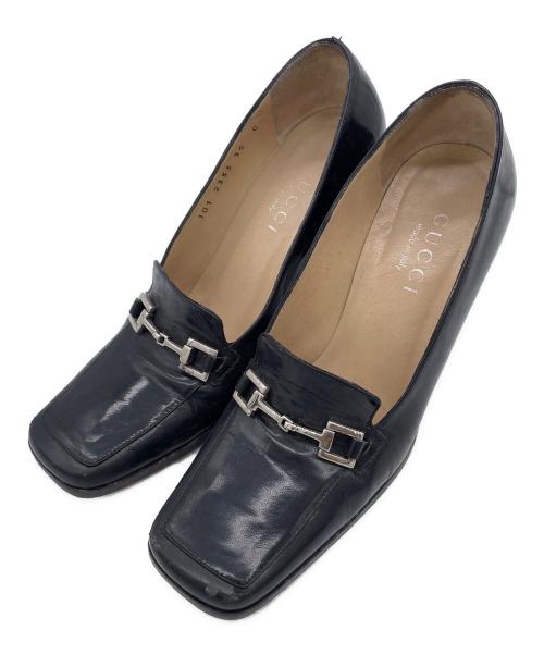 GUCCI（グッチ）GUCCI (グッチ) スクエアトゥーパンプス ブラック サイズ:35の古着・服飾アイテム