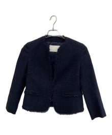 BALLSEY（ボールジィ）の古着「ワッフルツイード ノーカラージャケット」｜ネイビー