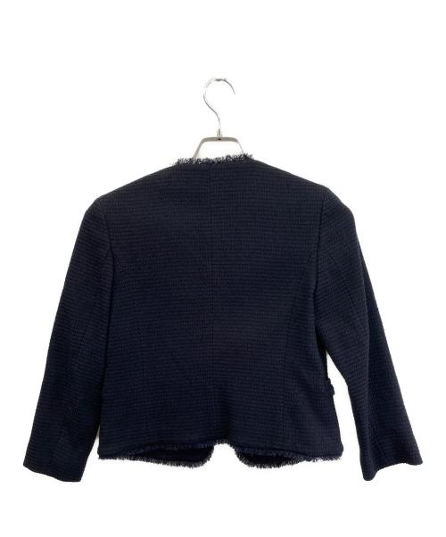 BALLSEY（ボールジィ）BALLSEY (ボールジィ) ワッフルツイード ノーカラージャケット ネイビー サイズ:34の古着・服飾アイテム