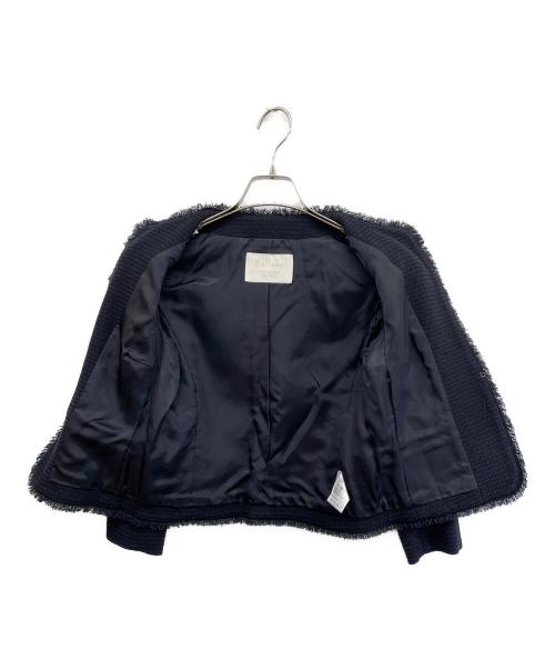 BALLSEY（ボールジィ）BALLSEY (ボールジィ) ワッフルツイード ノーカラージャケット ネイビー サイズ:34の古着・服飾アイテム