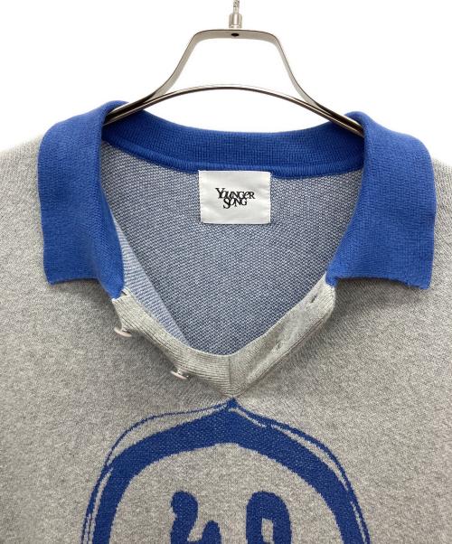 YOUNGER SONG（ヤンガーソング）Younger Song (ヤンガーソング) LSニットポロシャツ グレー サイズ:Mの古着・服飾アイテム