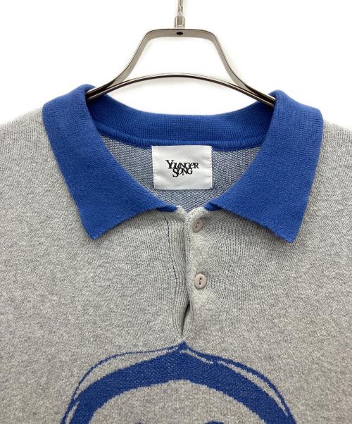 YOUNGER SONG（ヤンガーソング）Younger Song (ヤンガーソング) LSニットポロシャツ グレー サイズ:Mの古着・服飾アイテム