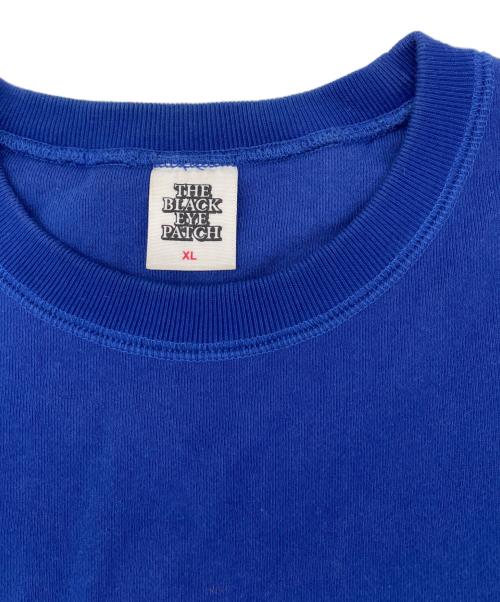 THE BLACK EYE PATCH（ブラックアイパッチ）THE BLACK EYE PATCH (ブラックアイパッチ) HANDLE WITH CARE CREW SWEAT 取扱注意 ネイビー サイズ:XLの古着・服飾アイテム