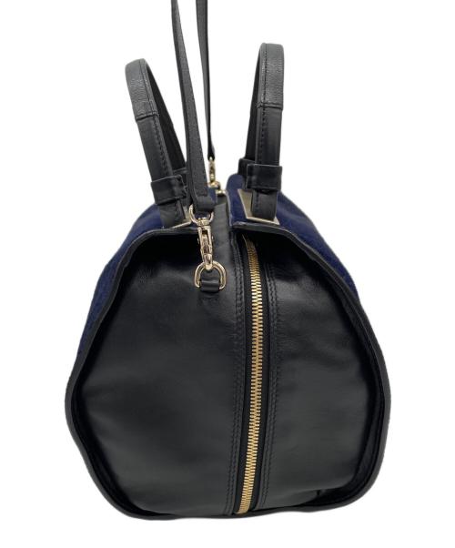 FURLA（フルラ）FURLA (フルラ) 2WAYボストンバッグ ブラック×ブルーの古着・服飾アイテム