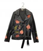 LPAエルピーエー）の古着「スタッズライダースレザージャケット」｜ブラック