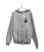 stussyステューシー）の古着「ジップパーカー」｜ライトグレー