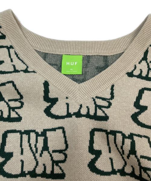 HUF（ハフ）HUF (ハフ) ニットベスト ベージュ サイズ:XLの古着・服飾アイテム