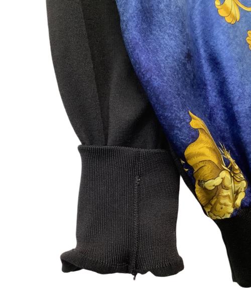 HERMES（エルメス）HERMES (エルメス) スカーフ柄ニット ブルー×ブラック サイズ:40の古着・服飾アイテム