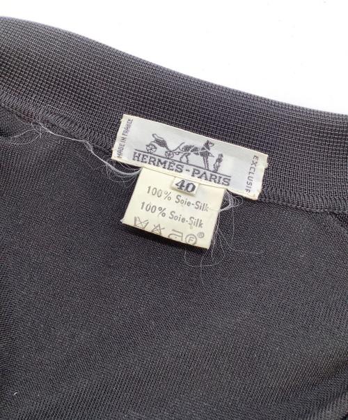 HERMES（エルメス）HERMES (エルメス) スカーフ柄ニット ブルー×ブラック サイズ:40の古着・服飾アイテム