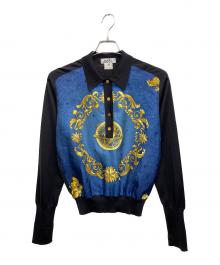 HERMES（エルメス）の古着「スカーフ柄ニット」｜ブルー×ブラック