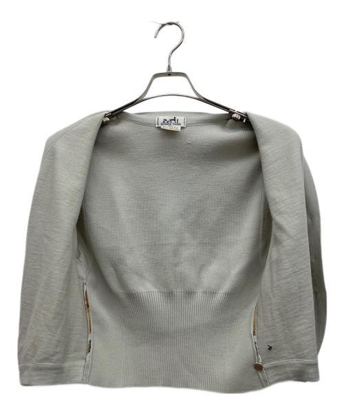 HERMES（エルメス）HERMES (エルメス) スカーフ柄ニットベスト グリーン×ベージュ サイズ:38の古着・服飾アイテム