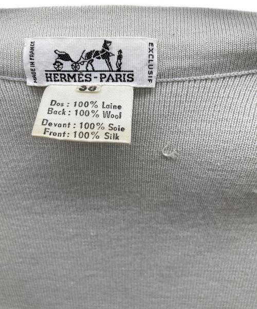 HERMES（エルメス）HERMES (エルメス) スカーフ柄ニットベスト グリーン×ベージュ サイズ:38の古着・服飾アイテム