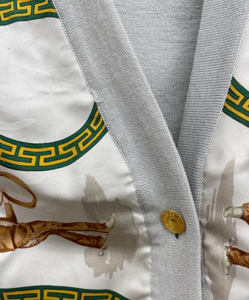 HERMES（エルメス）HERMES (エルメス) スカーフ柄ニットベスト グリーン×ベージュ サイズ:38の古着・服飾アイテム