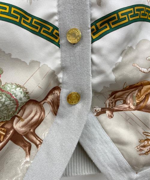 HERMES（エルメス）HERMES (エルメス) スカーフ柄ニットベスト グリーン×ベージュ サイズ:38の古着・服飾アイテム