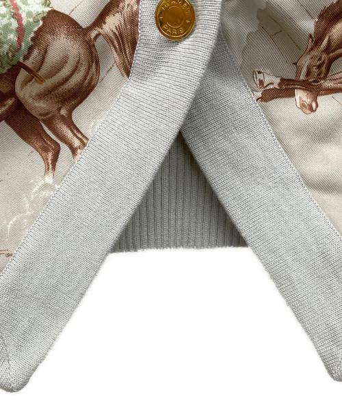 HERMES（エルメス）HERMES (エルメス) スカーフ柄ニットベスト グリーン×ベージュ サイズ:38の古着・服飾アイテム