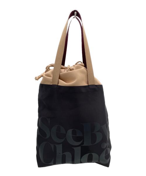 SEE BY CHLOE（シーバイクロエ）SEE BY CHLOE (シーバイクロエ) サテントートバッグ ブラウン×ブラックの古着・服飾アイテム