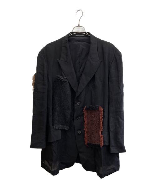 Yohji Yamamoto pour homme（ヨウジヤマモト プールオム）Yohji Yamamoto pour homme (ヨウジヤマモト プールオム) リネンパッチワークジャケット ブラック サイズ:Mの古着・服飾アイテム