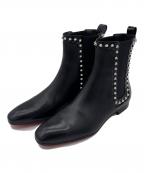 Christian Louboutinクリスチャン・ルブタン）の古着「サイドゴアスタッズショートブーツ」｜ブラック