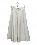 ANAYIアナイ）の古着「ブライトツイルタックフレア スカート」｜ホワイト