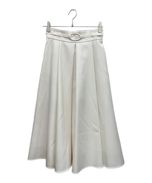 ANAYI（アナイ）ANAYI (アナイ) ブライトツイルタックフレア スカート ホワイト サイズ:36の古着・服飾アイテム