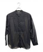 ORCIVALオーシバル）の古着「シアーバンドカラーシャツ」｜ブラック