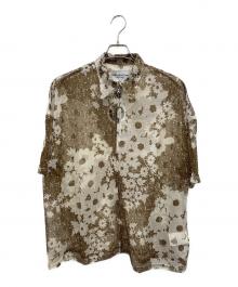 NOMARHYTHM TEXTILE（ノーマリズムテキスタイル）の古着「Floral Mesh Zip Polo（フローラルメッシュジップポロ）」｜ブラウン