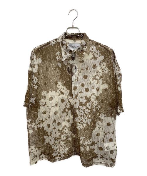 NOMARHYTHM TEXTILE（ノーマリズムテキスタイル）NOMARHYTHM TEXTILE (ノーマリズムテキスタイル) Floral Mesh Zip Polo（フローラルメッシュジップポロ） ブラウン サイズ:1 未使用品の古着・服飾アイテム