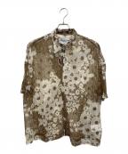 NOMARHYTHM TEXTILEノーマリズムテキスタイル）の古着「Floral Mesh Zip Polo（フローラルメッシュジップポロ）」｜ブラウン