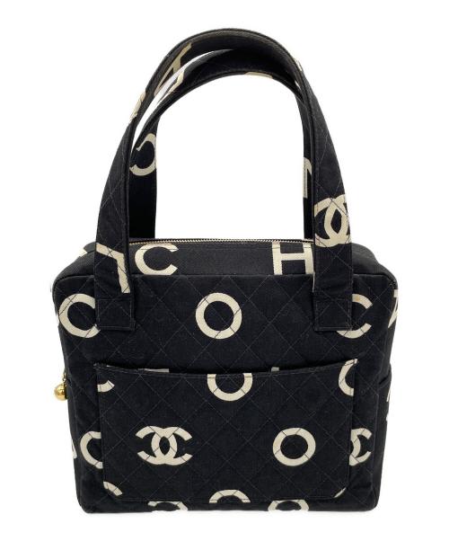 CHANEL（シャネル）CHANEL (シャネル) ロゴキャンバスハンドバッグ ブラック×ホワイトの古着・服飾アイテム